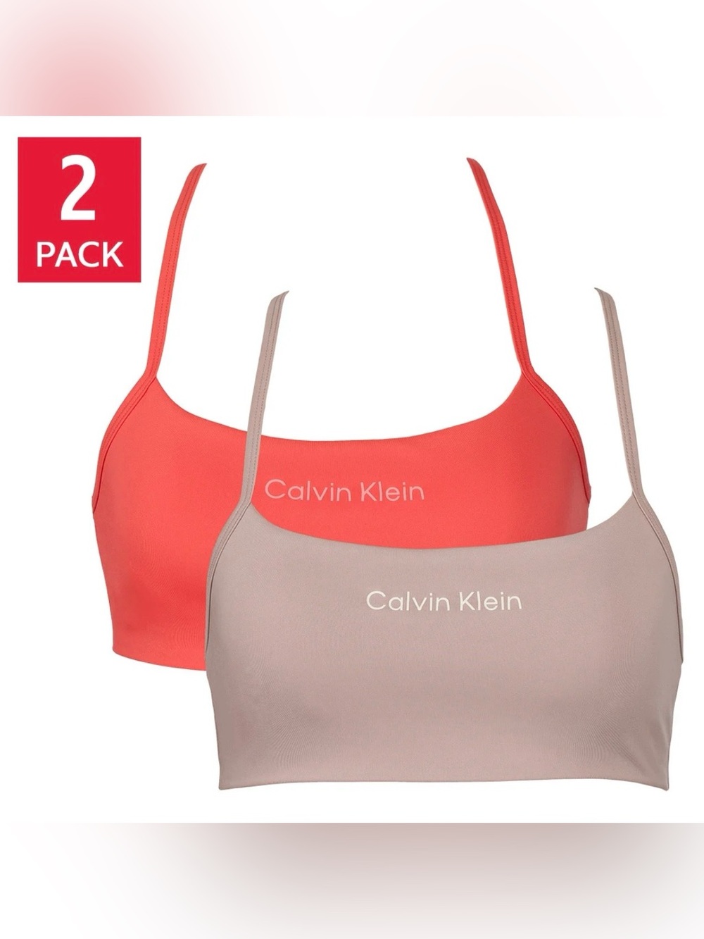 NWT Calvin Klein Performance Women's Red & Tan Microfiber Stretch Sports Bra XL